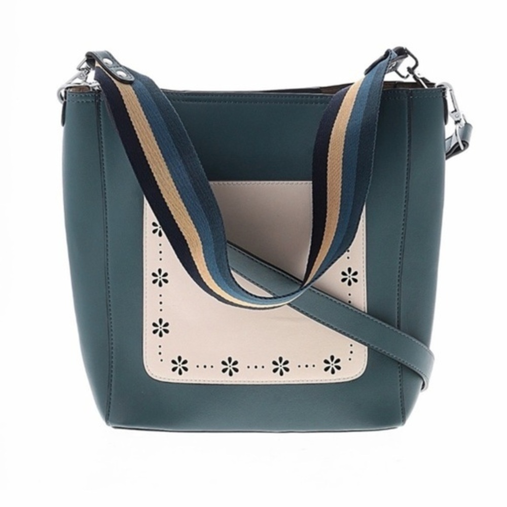 BROMEN Bucket Hobo Bag Crossbody Shoulder Purse NEW without Tags Green Cream